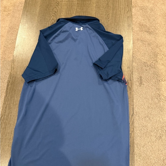 Under Armour Athletic Polo - Two-Tone Blue with Orange Stripes - Picture 2 of 5